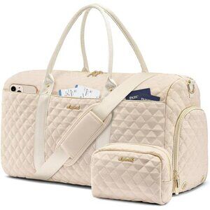 Duffle Bag with Shoe Compartment, Beige